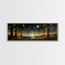 Fantasy Forest Fireflies - Framed Canvas Print - Gorgeous Fantasy Art with Glowing Lightning Bugs - Framed Wall Art for a Magical Touch