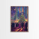 Elegant Christmas Ball Scene with Large Decorated Tree and Holiday Party, Perfect for Framed Canvas Print and Christmas Wall Art