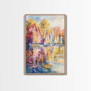 Church Steeple Surrounded By Fall Trees Framed Canvas Print Autumn Village Scene Best Gift Seasonal Wall Art Holiday Home Decor