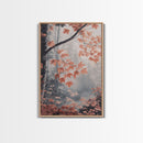 Framed Canvas Print of Fall Leaves on Branches in Misty Forest, Moody Landscape Wall Art, Fall Decor, Gift Idea, Farmhouse Seasonal Art