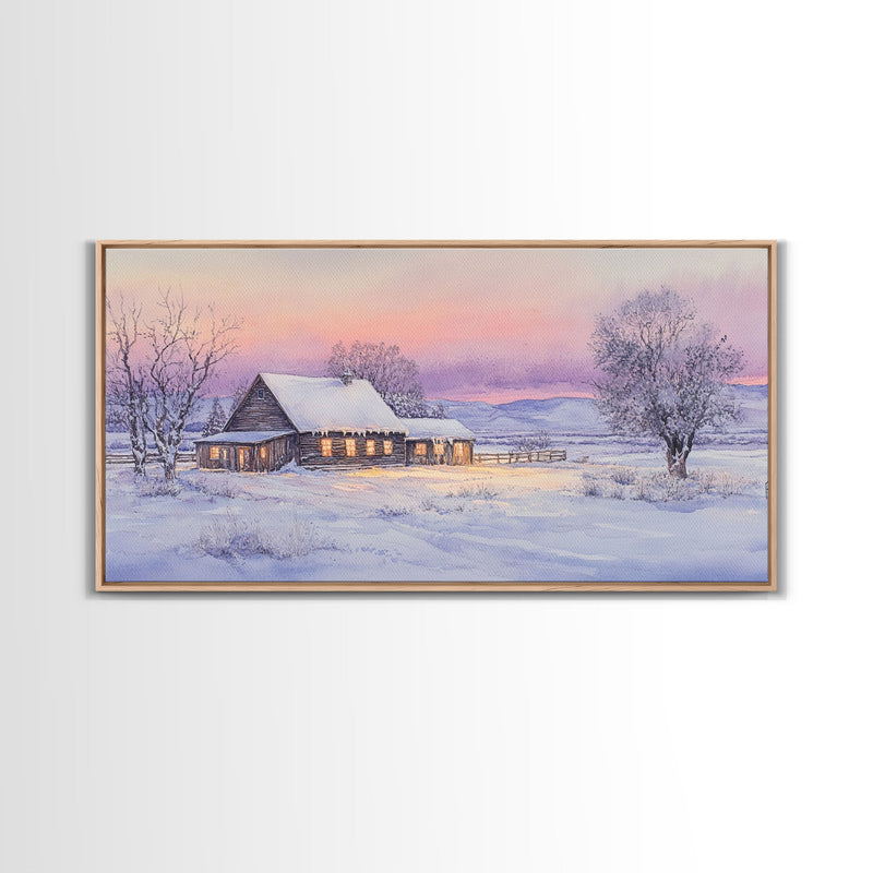 winter landscape art, canvas print, Christmas wall art, Christmas home decor, extra large Christmas decor, Christmas prints