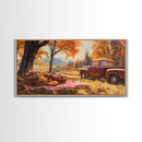 Fall Picnic Afternoon Framed Canvas Print, Rustic Farmhouse Decor, Autumn Country Landscape Art, Modern Farmhouse Wall Art, Seasonal Gift