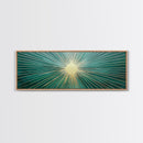 Boho Sunburst Canvas Print, Retro Vibes, Eclectic Wall Art, Large and Wide Horizontal Panoramic Framed Canvas, Minimalist Above Bed Decor