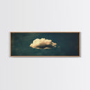 The Lonely Cloud - Framed Canvas Print - Vintage Moody Cloud Wall Art - Single Cloud In A Blue Sky - Vintage Above Bed Boho Art