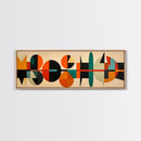Mid-Century Modern Abstract Geometric Pattern Wall Art, Canvas Print, Wide Panoramic Wall Art For Living Room