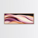 Lavender and Lilac Ocean Waves - MCM Style Modern Art, Retro Abstract Panoramic Print, Wood Framed Art, Modern Home Decor
