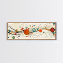 Retro Atomic Age Inspired Abstract Art, Framed Canvas Print, Solar System in Abstract, Mid-century modern Inspired Vintage Art