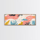 Retro Art From the 90s, Framed Canvas Print, High School Art, Abstract Extra Wide Panoramic Painting, Retro Vibes Home Decor