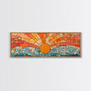 Panoramic Print - Sunset Mosaic Canvas Print - Wood Framed Wall Art - Horizontal Abstract Art - Large Wide Wall Art - Above Bed Decor Framed Canvas