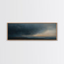 Framed Moody Wall Art, Panoramic Seascape On a Stormy Day - Dark Decor - Cloudy Sky Art - Above Bed Decor, Above Sofa Painting