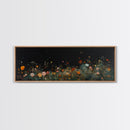 Field of Wildflowers Framed Wall Art Canvas Print, Vintage Botanical Landscape Art, Panoramic Print, Modern Farmhouse Art