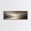 Moody Seascape Wall Art, Framed Canvas Print, Horizontal Panoramic Wall Art, Cloudy Day, Large and Wide Calm Decor, Modern Wall Art