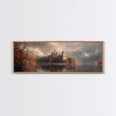 Dark Moonlit Gothic Castle, Framed Canvas Print, Dark Fantasy Painting, Dark Academia, Ready To Hang Art, Moody Decor