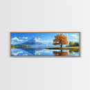 Large Framed Landscape Art | Reflections In The Lake | Panoramic Landscape Painting Framed Canvas Print | Canvas Wall Art