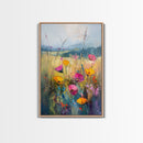 Small Wild Flower Painting Print, Wood Framed Canvas, Botanical Wall Art, Extra Large Art, Oversized Home Decor, Gallery Wall Decor, Wildflower Art