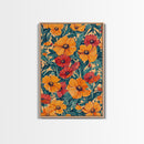 Orange and Red Flower Print, Canvas Print, Wood Frame Art, Large Wall Art, Abstract Botanical or Floral Wall Art, Custom Painting For Living Room
