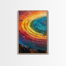 Rainbow Tree Rings, Retro Style Canvas Print, Colorful Rustic Wall Art For Living Room