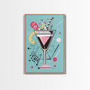 Preppy Martini Print, Framed Canvas Wall Art, Wedding Gift, Preppy Dorm Room Decor, Trendy Wall Art