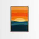 Art Deco Sunset Framed Canvas Print, MCM Style Wall Art Living Room Decor, Abstract Modern Art