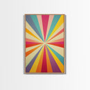 Sea Green, Golden Yellow and Deep Rose MCM Style Wall Art, Framed Canvas Print, Retro Style Colorful Home Decor