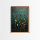 Wood Framed Wildflower Floral Print Minimalist Modern Boho Wall Art Bedroom Decor Botanical Floral Wild Flower Canvas Print