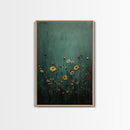 Wildflower Print, Oil Painting Flower Canvas Print Boho Botanical Wall Art, Dark and Moody Home Decor, Minimalist Bouquet