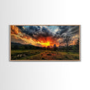 Sunset Over Texas Framed Canvas Print, Photography Style Wall Art, Beautiful Landscape Art