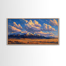 Sunset Over The Mountains Framed Canvas Print, Panoramic Art, Large Format Horizontal Panoramic Wall Art