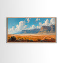 Panoramic Landscape Print Of an Arizona Desert Landscape, Framed Canvas, Rustic Farmhouse Decor, Nature Print, Minimalist Landscape Painting