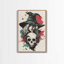 Portrait of A Witch, Framed Canvas Print, Halloween Decor, Witchcraft, Goth Art, Dark Academia Wall Art, Halloween Poster Art