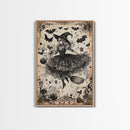 Spooky Season Halloween Witch, Witchy Decor Canvas Print, Black and White Witch Painting Print, Charcoal Sketch Of a Witch