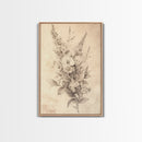 Floral Canvas Print, Pencil Sketch of a Flower Bouquet, Wedding Decor, Wedding Gift Idea, Engagement Gift, Mother's Day Gift For Her