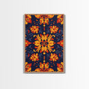 Botanical Pattern Wall Art Framed Canvas Print, Wood Framed Art, Mexicano Art, Mexican Tile Print Wall Art, Chicano Farmhouse Art