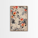California Poppy Wall Art Framed Canvas Print, Wood Framed Art, Floral Pattern, Flower Painting Farmhouse Wall Art