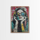 Graffiti Punk Wall Art, Portrait of a Punk Woman Framed Canvas Print