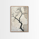 Double Exposure Wall Art - Tree or Cracks - Optical Illusion Wall Art Framed Canvas Print - Wabi Sabi Minimalist Home Decor Art