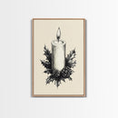 Rustic Christmas Candle Canvas Print - Framed Canvas - Minimalist Christmas Art - Boho Christmas Art - Rustic Christmas Art