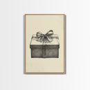 Sketch of A Christmas Gift Canvas Print - Framed Canvas - Minimalist Christmas Art - Boho Christmas Art - Rustic Christmas Art