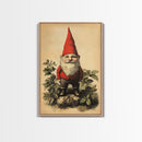 Painting of a Gnome Canvas Print - Framed Canvas - Minimalist Christmas Art - Boho Christmas Art - Rustic Christmas Art