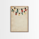 Drawing of Retro Christmas Lights Canvas Print - Framed Canvas - Minimalist Christmas Art - Boho Christmas Art - Rustic Christmas Art