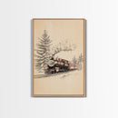The Polar Express Train Canvas Print - Framed Canvas - Minimalist Christmas Art - Boho Christmas Art - Rustic Christmas Art