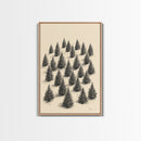 Sketch of a Christmas Tree Farm Canvas Print - Framed Canvas - Minimalist Christmas Art - Boho Christmas Art - Rustic Christmas Art