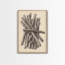 Retro Cinnamon Sticks Canvas Print - Framed Canvas - Minimalist Christmas Art - Boho Christmas Art - Rustic Christmas Art