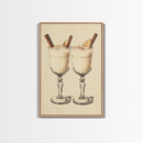 Retro Eggnogg Canvas Print - Framed Canvas - Minimalist Christmas Art - Boho Christmas Art - Rustic Christmas Art