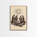 Nativity Scene Canvas Print - Framed Canvas - Minimalist Christmas Art - Boho Christmas Art - Rustic Christmas Art - Nativity Painting
