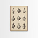 Retro Christmas Ornaments Canvas Print - Framed Canvas - Minimalist Christmas Art - Boho Christmas Art - Rustic Christmas Art