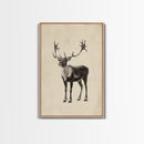 Reindeer Canvas Print - Framed Canvas - Minimalist Christmas Art - Boho Christmas Art - Rustic Christmas Art