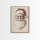Santa Portrait Canvas Print - Framed Canvas - Minimalist Christmas Art - Boho Christmas Art - Rustic Christmas Art