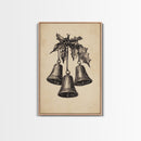 Christmas Bells Canvas Print - Framed Canvas - Minimalist Christmas Art - Boho Christmas Art - Rustic Christmas Art
