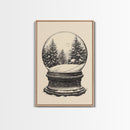 Sketch of a Christmas Snow Globe Canvas Print - Framed Canvas - Minimalist Christmas Art - Boho Christmas Art - Rustic Christmas Art